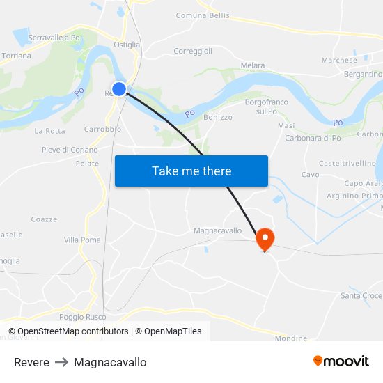 Revere to Magnacavallo map