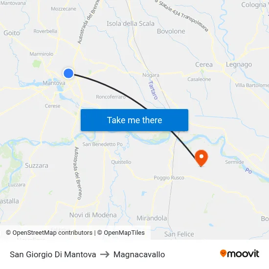 San Giorgio Di Mantova to Magnacavallo map