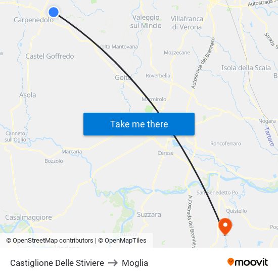 Castiglione Delle Stiviere to Moglia map