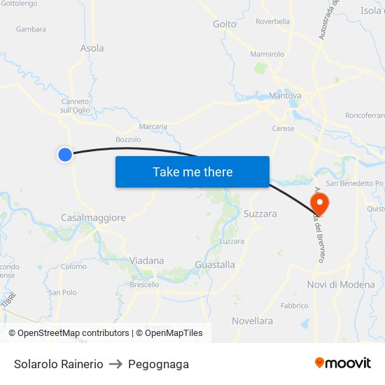 Solarolo Rainerio to Pegognaga map