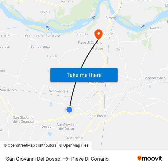 San Giovanni Del Dosso to Pieve Di Coriano map