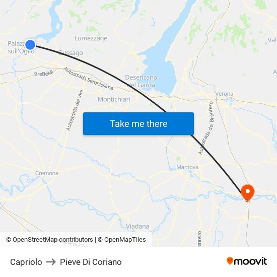 Capriolo to Pieve Di Coriano map
