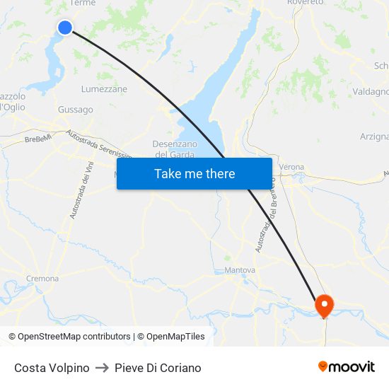 Costa Volpino to Pieve Di Coriano map