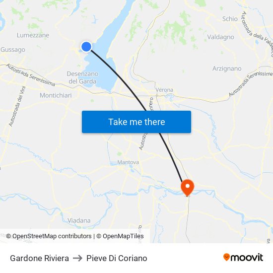 Gardone Riviera to Pieve Di Coriano map