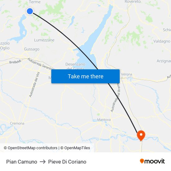 Pian Camuno to Pieve Di Coriano map