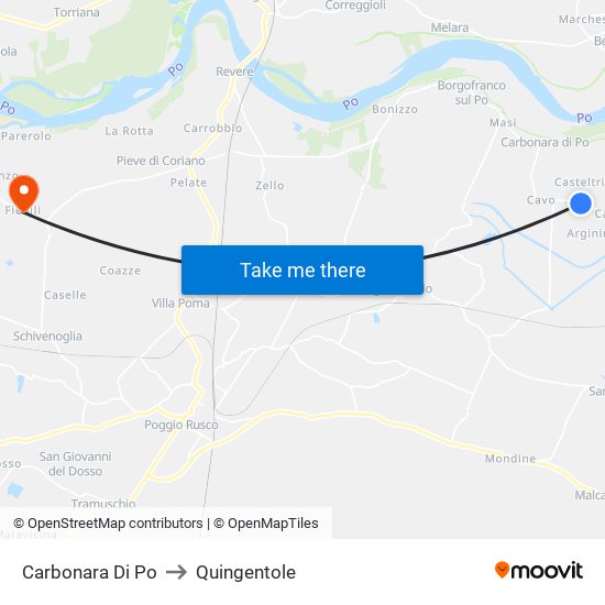 Carbonara Di Po to Quingentole map