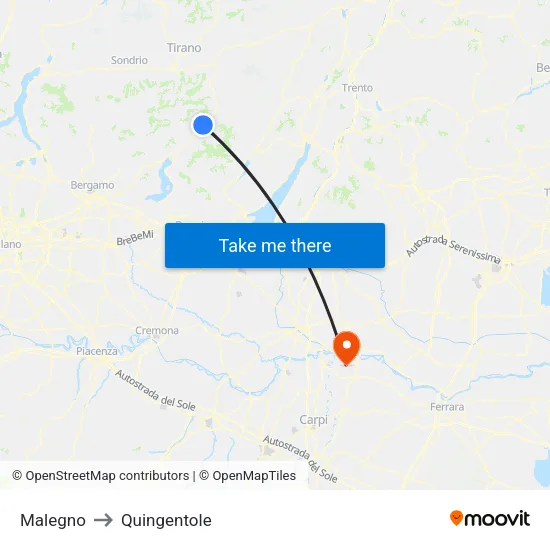 Malegno to Quingentole map