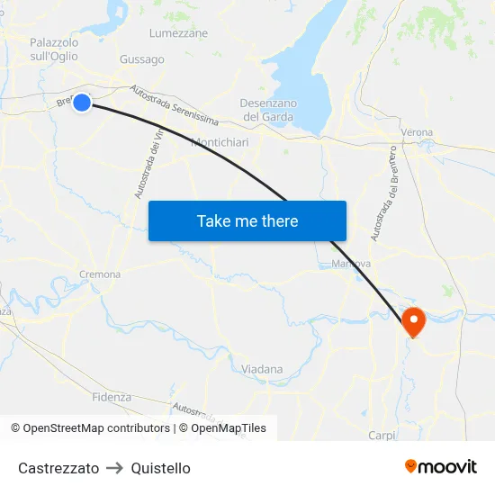 Castrezzato to Quistello map