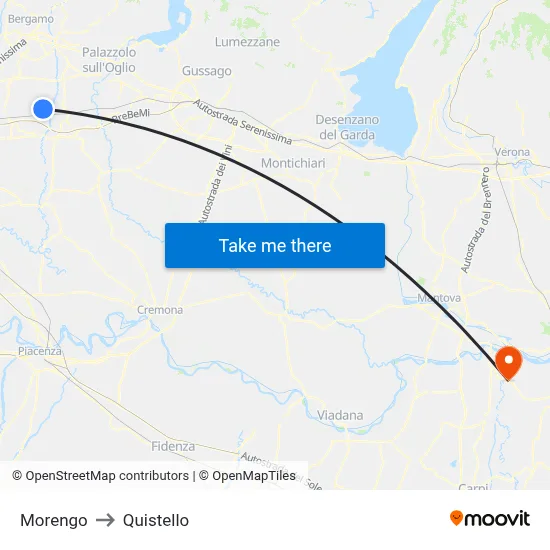 Morengo to Quistello map