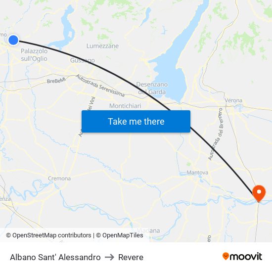 Albano Sant' Alessandro to Revere map