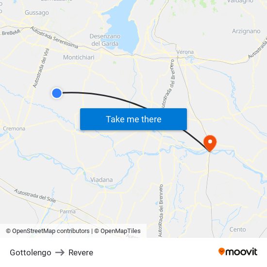 Gottolengo to Revere map