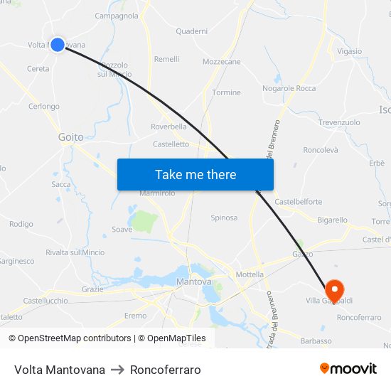 Volta Mantovana to Roncoferraro map