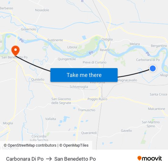 Carbonara Di Po to San Benedetto Po map