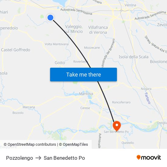 Pozzolengo to San Benedetto Po map