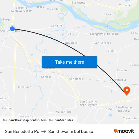 San Benedetto Po to San Giovanni Del Dosso map