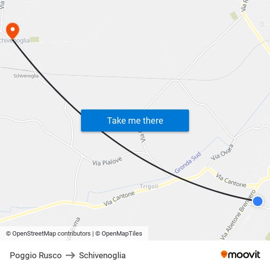 Poggio Rusco to Schivenoglia map