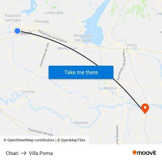 Chiari to Villa Poma map