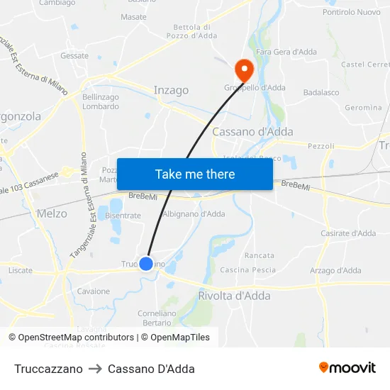 Truccazzano to Cassano D'Adda map