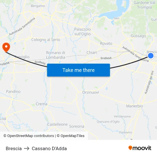 Brescia to Cassano D'Adda map
