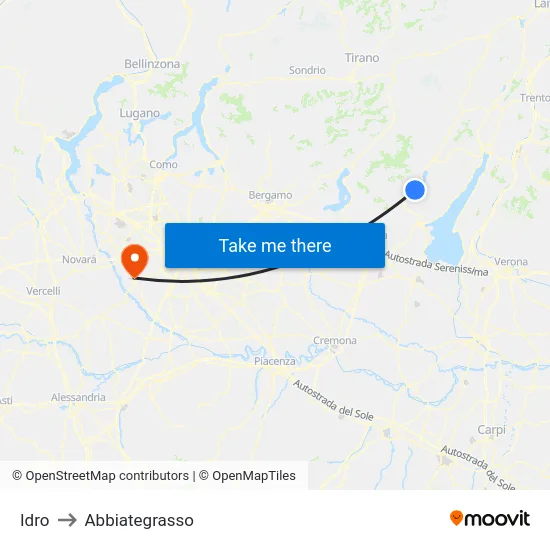 Idro to Abbiategrasso map