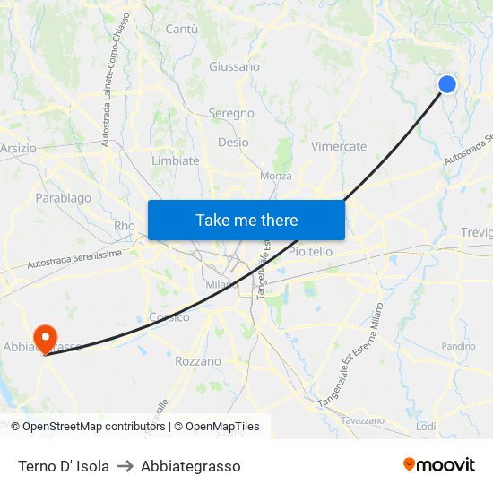 Terno D' Isola to Abbiategrasso map