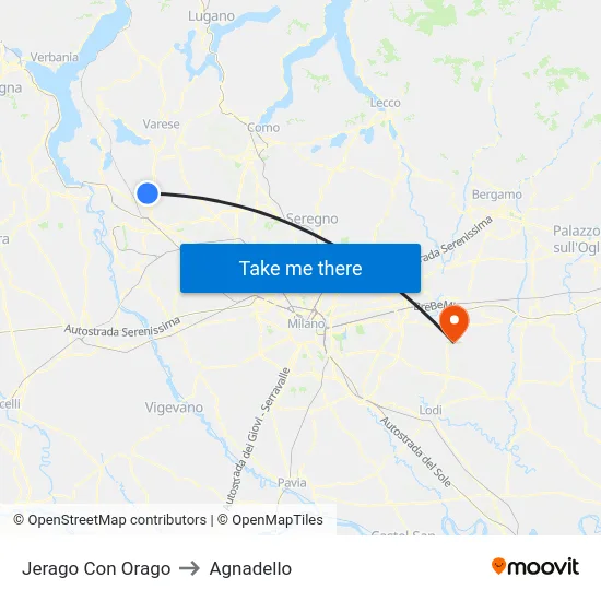 Jerago con Orago to Agnadello map