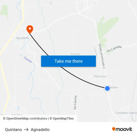 Quintano to Agnadello map