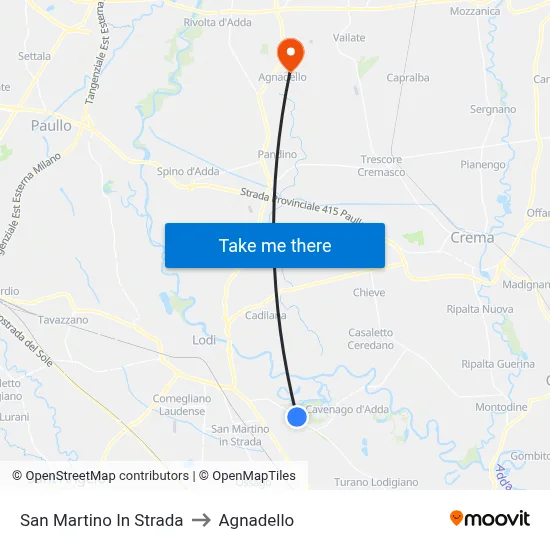 San Martino In Strada to Agnadello map