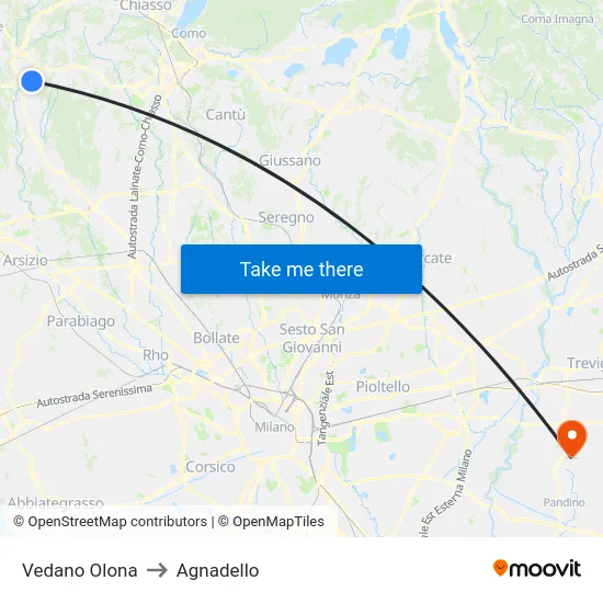 Vedano Olona to Agnadello map