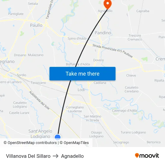 Villanova Del Sillaro to Agnadello map