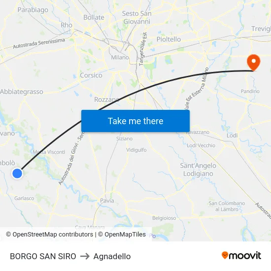 Borgo San Siro to Agnadello map