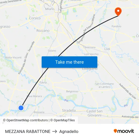 Mezzana Rabattone to Agnadello map