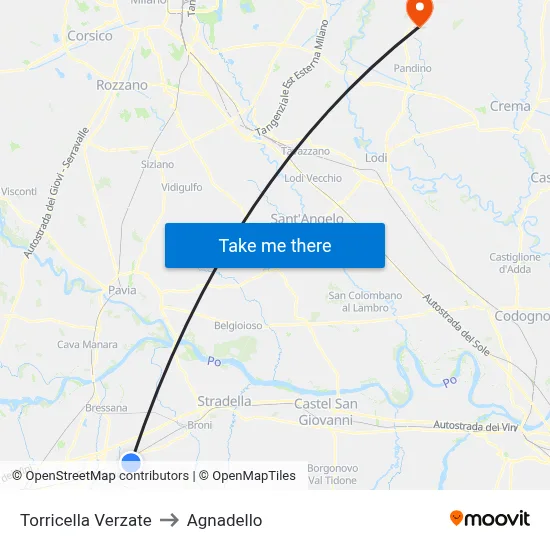 Torricella Verzate to Agnadello map
