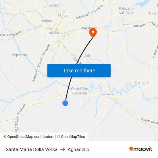Santa Maria Della Versa to Agnadello map