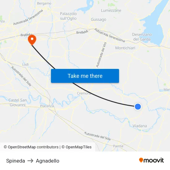 Spineda to Agnadello map