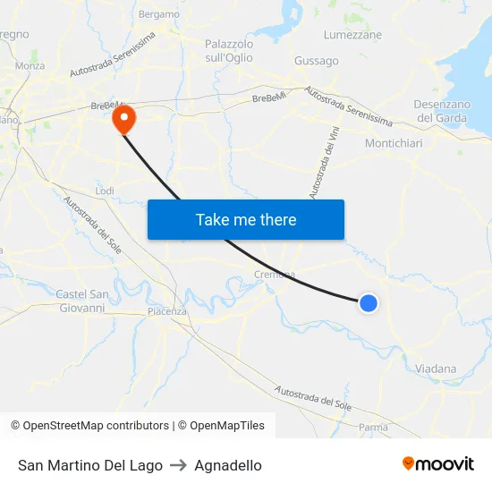 San Martino Del Lago to Agnadello map