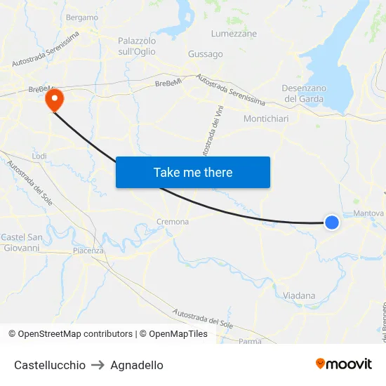 Castellucchio to Agnadello map