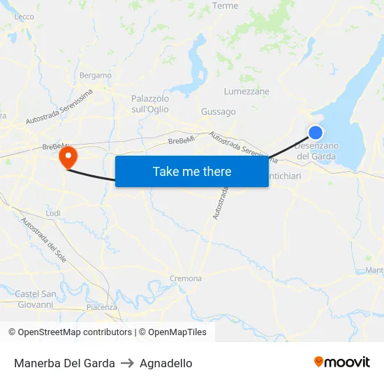 Manerba Del Garda to Agnadello map