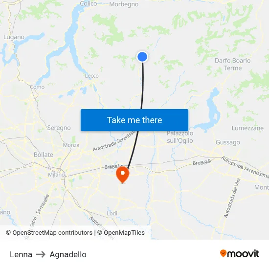 Lenna to Agnadello map