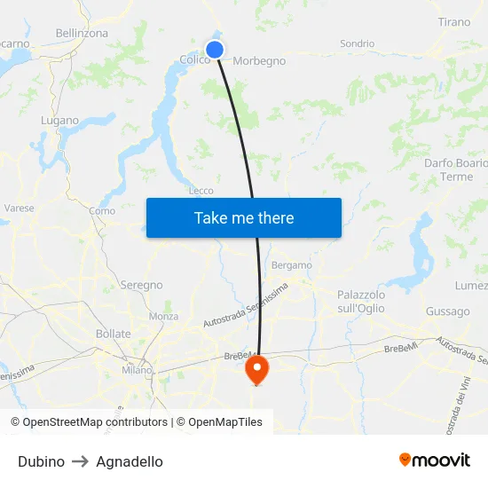 Dubino to Agnadello map