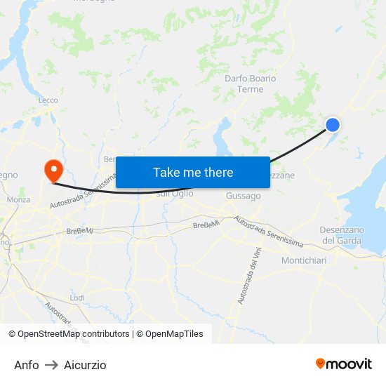 Anfo to Aicurzio map