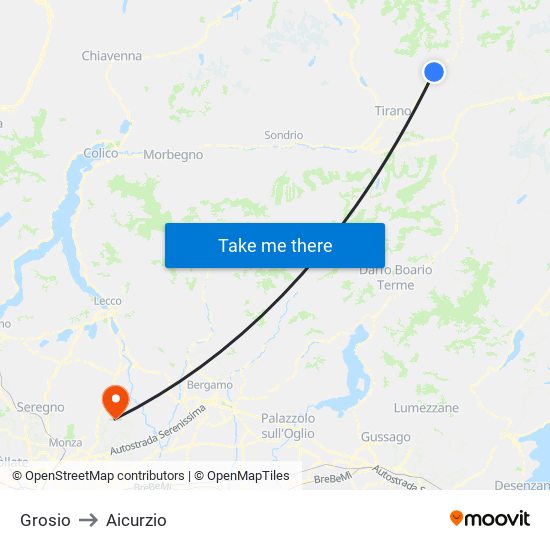Grosio to Aicurzio map