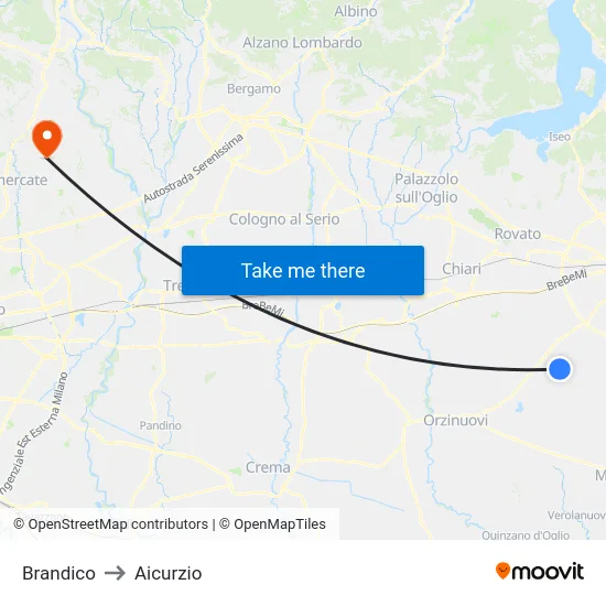 Brandico to Aicurzio map