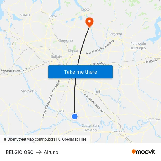 Belgioioso to Airuno map
