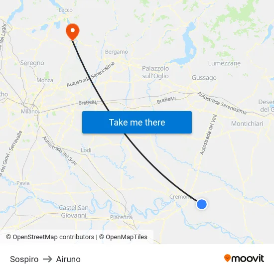 Sospiro to Airuno map