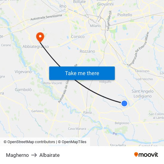 Magherno to Albairate map