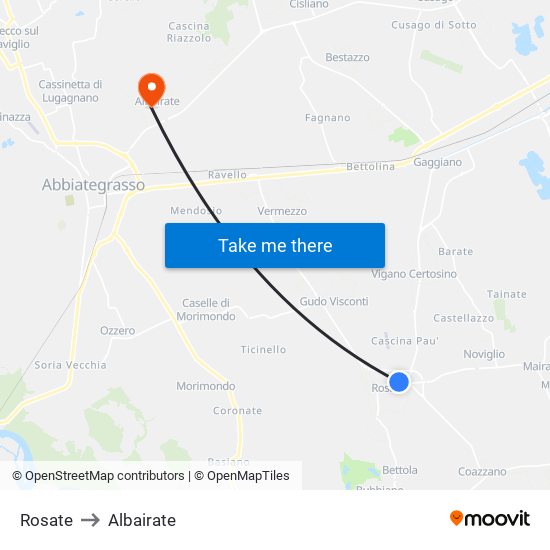 Rosate to Albairate map