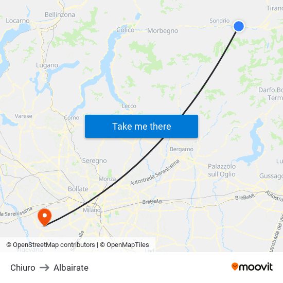 Chiuro to Albairate map