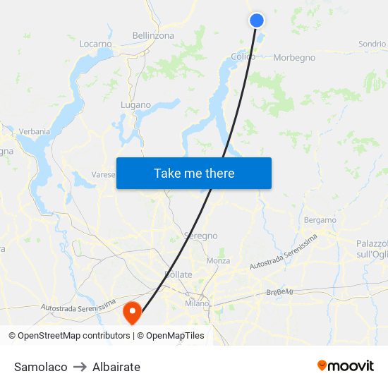 Samolaco to Albairate map