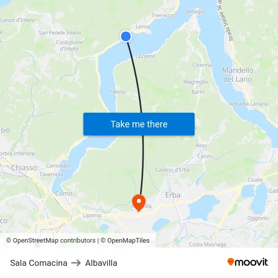 Sala Comacina to Albavilla map